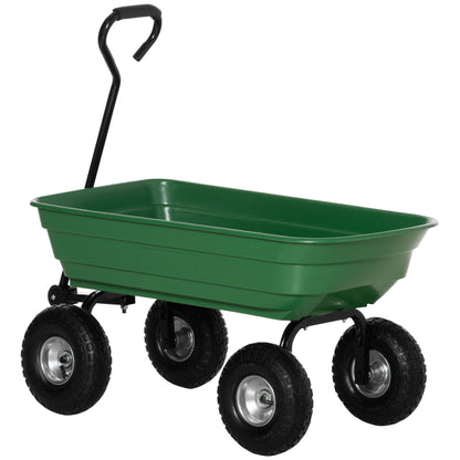 Garden Cart with Steel Frame and Pneumatic Tires, Soft Grip Handle, 250kg Capacity, 108x52x100cm, Green
