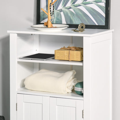 Bathroom Cabinet with Adjustable Shelves and 2 Doors, Multipurpose Wooden Bathroom Cabinet, White, 50x30x93cm