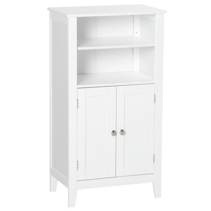 Bathroom Cabinet with Adjustable Shelves and 2 Doors, Multipurpose Wooden Bathroom Cabinet, White, 50x30x93cm