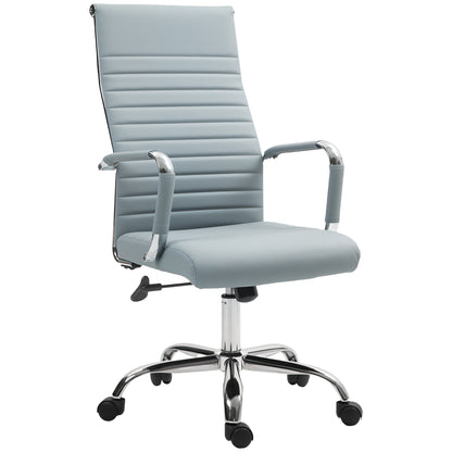 Office Chair Ergonomic Desk Chair with Rocking Function, Height Adjustable Swivel Chair with Armrest Computer Chair, Faux Leather, Light Grey