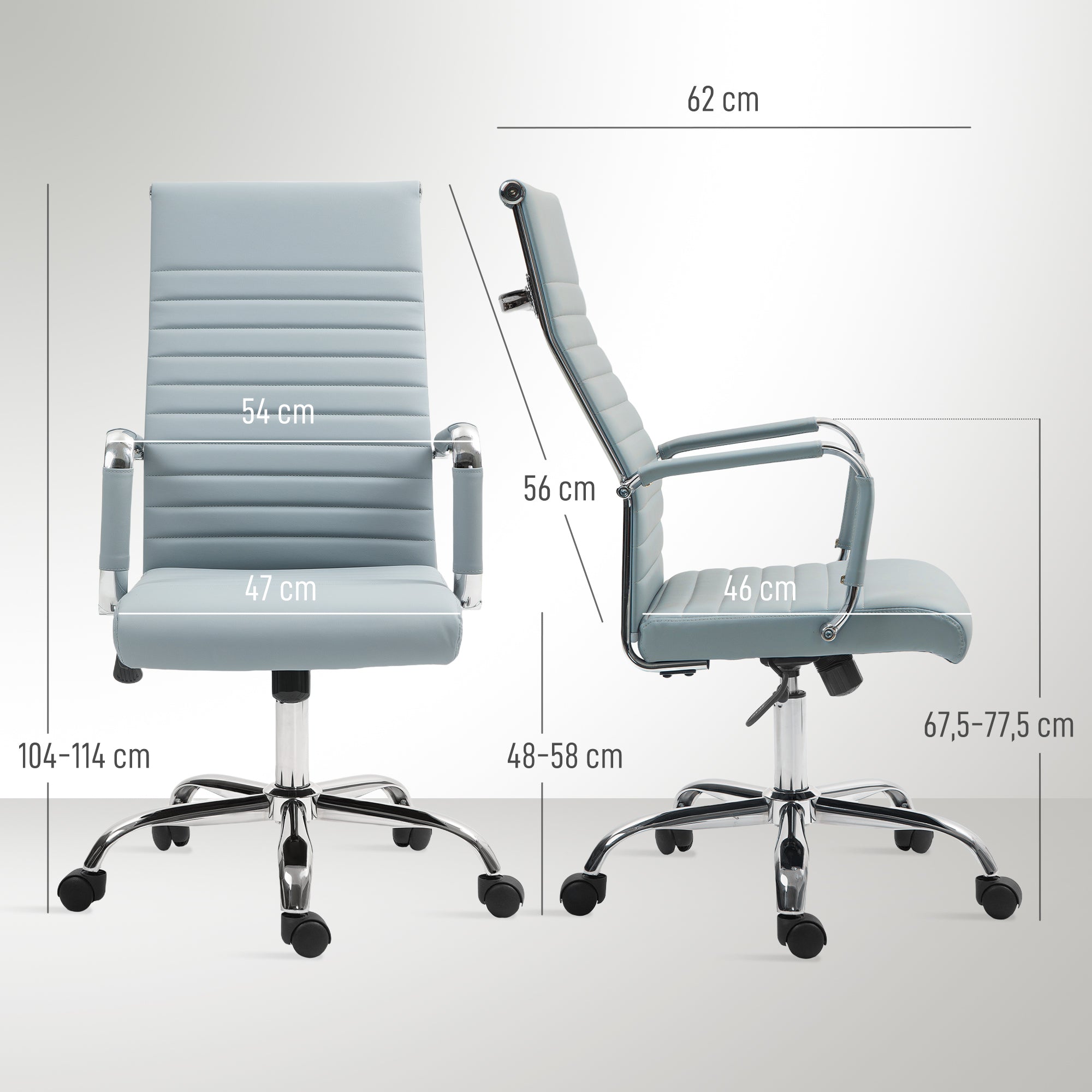 Office Chair Ergonomic Desk Chair with Rocking Function, Height Adjustable Swivel Chair with Armrest Computer Chair, Faux Leather, Light Grey