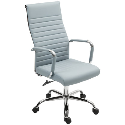Office Chair Ergonomic Desk Chair with Rocking Function, Height Adjustable Swivel Chair with Armrest Computer Chair, Faux Leather, Light Grey