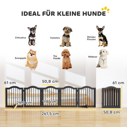 5-Piece Dog Gate, 103 x 24 in Folding Gate with Door, Freestanding Safety Gate with 2 Support Feet for Kitchen and Hallway, Black
