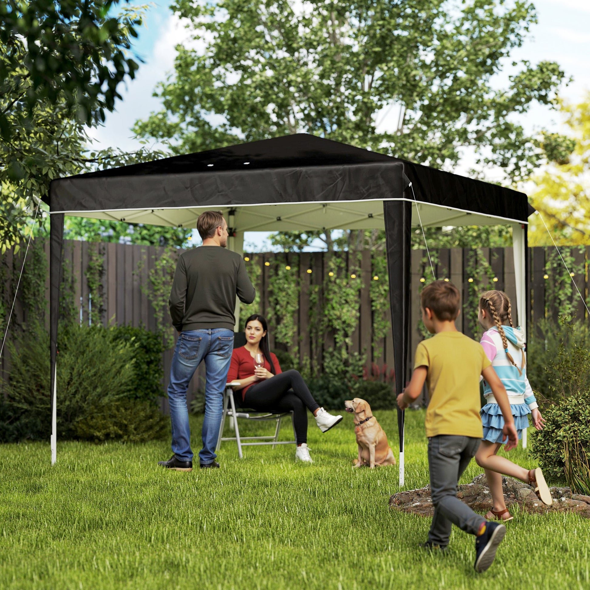Gazebo 3x3 m Foldable Pop Up Adjustable Height with Drainage Holes, Outdoor Gazebo in Metal and Oxford Fabric with Carrying Bag, UV50+, for Garden, Parties, Camping, Black
