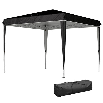Gazebo 3x3 m Foldable Pop Up Adjustable Height with Drainage Holes, Outdoor Gazebo in Metal and Oxford Fabric with Carrying Bag, UV50+, for Garden, Parties, Camping, Black