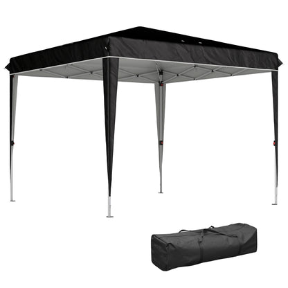 Gazebo 3x3 m Foldable Pop Up Adjustable Height with Drainage Holes, Outdoor Gazebo in Metal and Oxford Fabric with Carrying Bag, UV50+, for Garden, Parties, Camping, Black