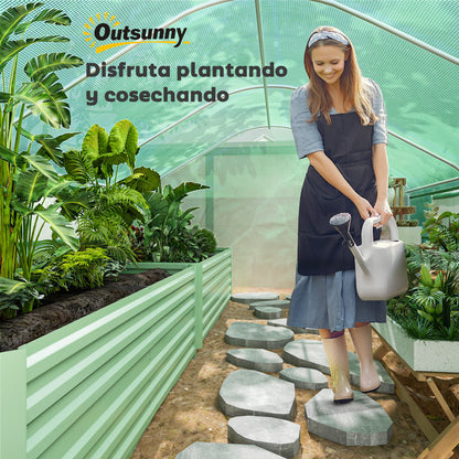 Outdoor Greenhouse 4x3x2 m Tunnel Greenhouse with 2 Mesh Windows Anti-UV PE Cover and 1 Roll-Up Door with Zipper Green Garden Greenhouse