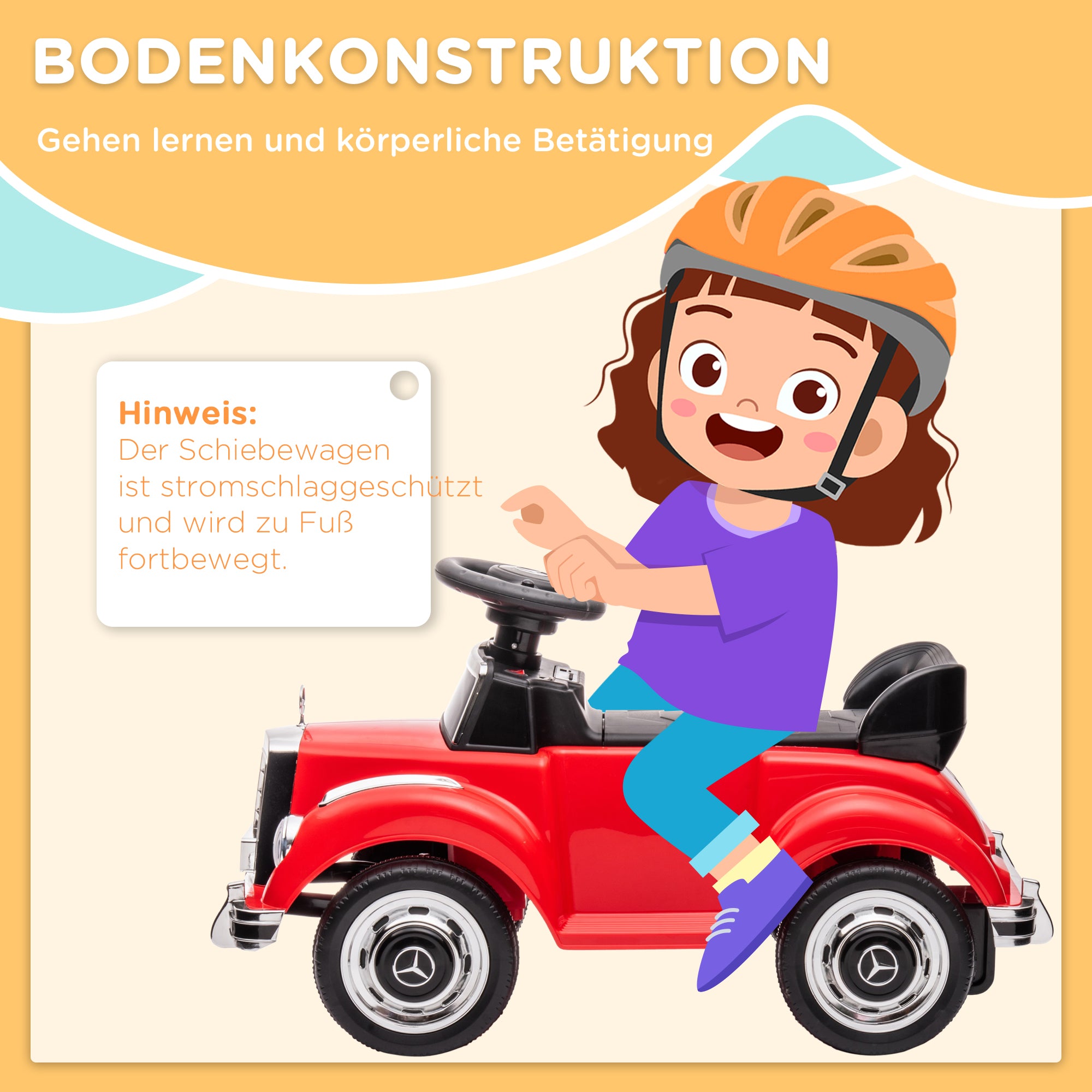 Slide Car, Kids Vehicle, Slider Vehicle with Storage Space, Children's Car with Tilt Protection Slider for 18-48 Months Children, Red, 77.5 x 41.5 x 45 cm