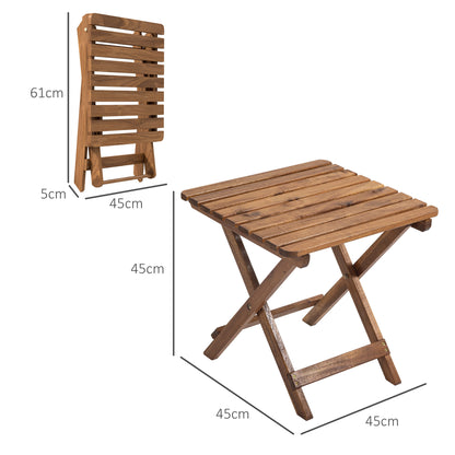 Side Table Outdoor, Set of 2 Garden Tables, Folding Camping Table made of Wood, Folding Table for Garden, Balcony, Teak, 45 x 45 x 45 cm