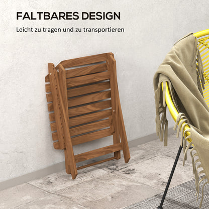 Side Table Outdoor, Set of 2 Garden Tables, Folding Camping Table made of Wood, Folding Table for Garden, Balcony, Teak, 45 x 45 x 45 cm