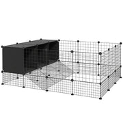 DIY Pet Fence Rabbit Park Rabbit Enclosure with 39 Panels and 3 Nests for Guinea Pigs, Rabbits, and Hedgehogs Black