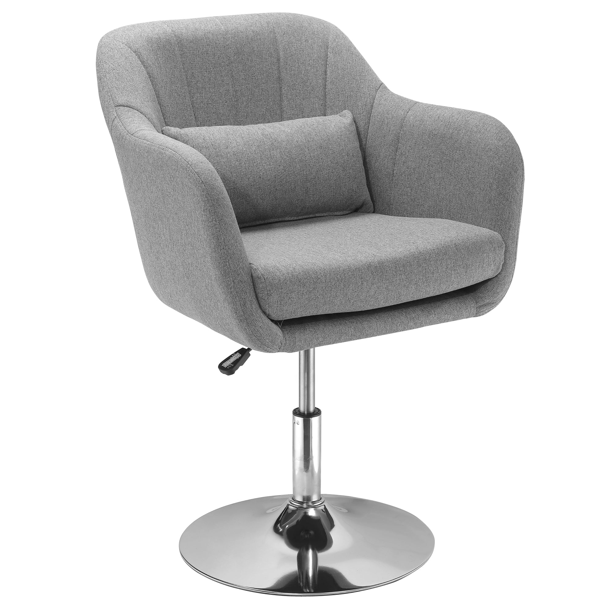 Armchair Lounge Chair with Armrest, Lumbar Pillow, Padded Recliner with Metal Frame, Linen Look, Height Adjustable Swivel Chair for Bedroom, Living Room, Gray