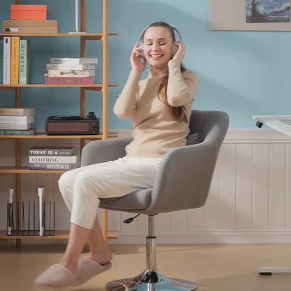 Armchair Lounge Chair with Armrest, Lumbar Pillow, Padded Recliner with Metal Frame, Linen Look, Height Adjustable Swivel Chair for Bedroom, Living Room, Gray