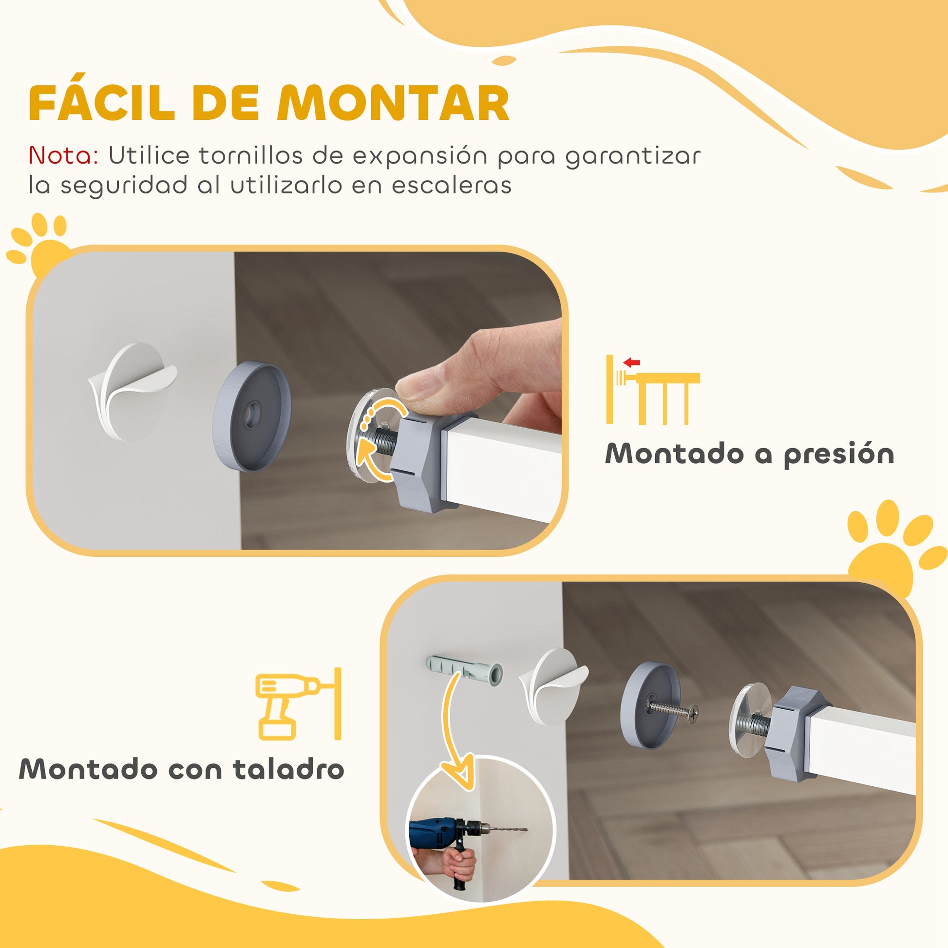 Pet Safety Gate Pet Gate Expandable with Small Lockable Door and Double Locking System for Doorway Hallway Staircase 74-80x76.2 cm White