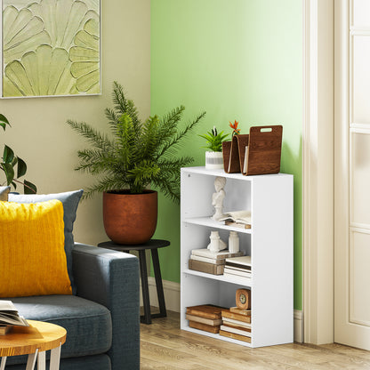 3-Tier Bookshelf Bookcase with 2 Adjustable Shelves for Living Room Office Bedroom 60x24x80 cm White