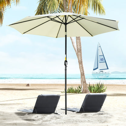 Outdoor Tilted Umbrella with 8 Ribs and Crank, Metal and Polyester Garden Umbrella, Ø295x250 cm, Beige
