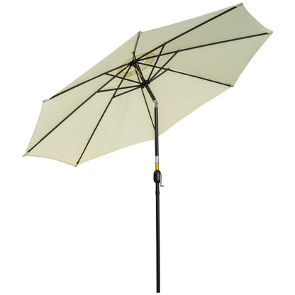 Outdoor Tilted Umbrella with 8 Ribs and Crank, Metal and Polyester Garden Umbrella, Ø295x250 cm, Beige