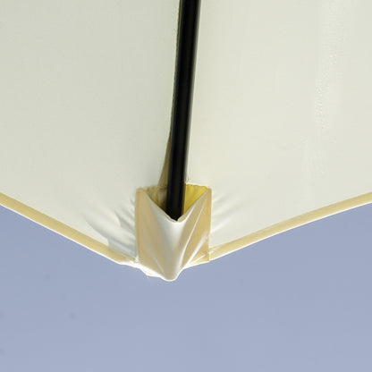 Outdoor Tilted Umbrella with 8 Ribs and Crank, Metal and Polyester Garden Umbrella, Ø295x250 cm, Beige