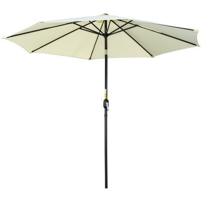 Outdoor Tilted Umbrella with 8 Ribs and Crank, Metal and Polyester Garden Umbrella, Ø295x250 cm, Beige