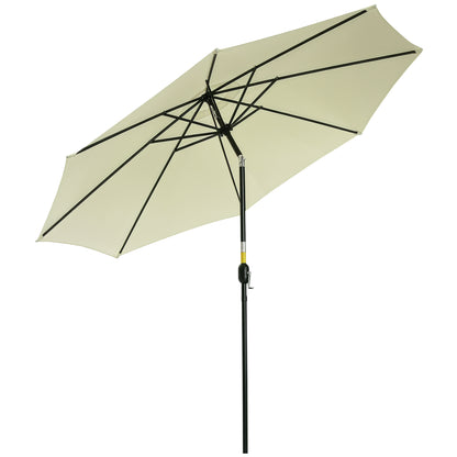 Outdoor Tilted Umbrella with 8 Ribs and Crank, Metal and Polyester Garden Umbrella, Ø295x250 cm, Beige