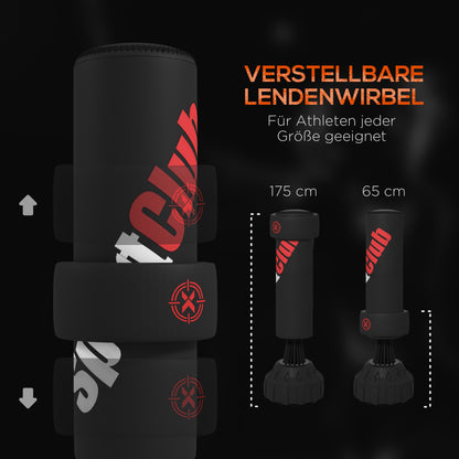 SPORTNOW Standing Punching Bag, 65-175 cm Stand-Up Punching Bag Kickboxing Bag Punching Bag with Suction Cup Base, Boxing Bandages, Boxing Training Equipment for Boxing, Kickboxing, Plastic, Black