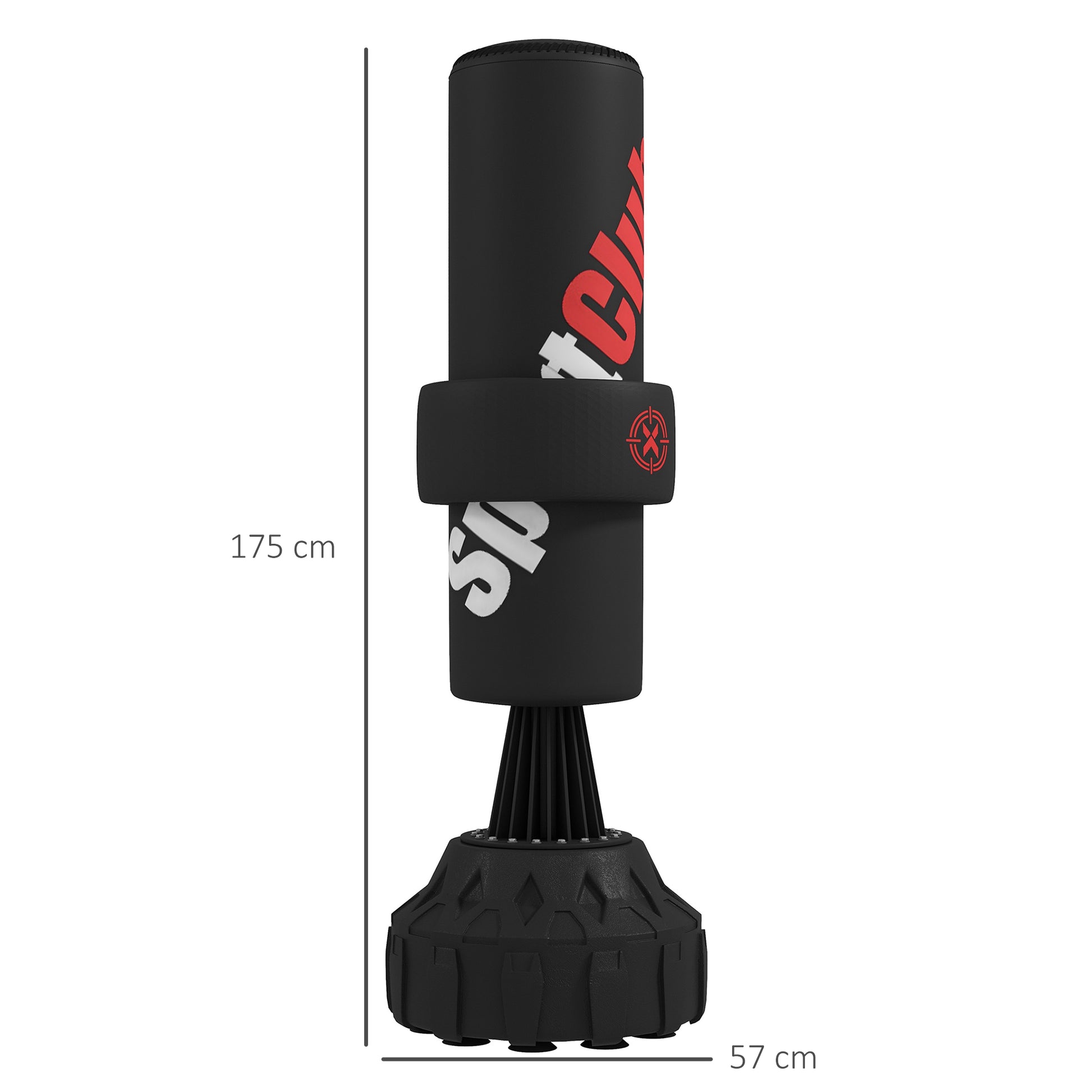 SPORTNOW Standing Punching Bag, 65-175 cm Stand-Up Punching Bag Kickboxing Bag Punching Bag with Suction Cup Base, Boxing Bandages, Boxing Training Equipment for Boxing, Kickboxing, Plastic, Black