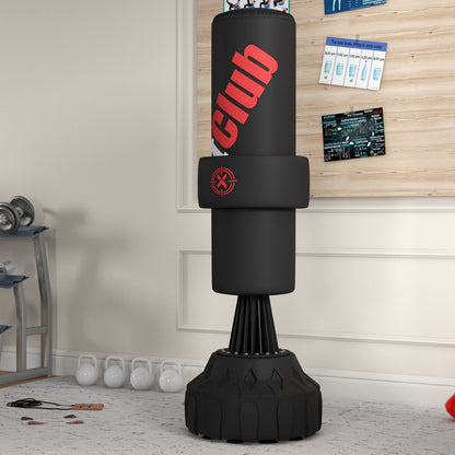 SPORTNOW Standing Punching Bag, 65-175 cm Stand-Up Punching Bag Kickboxing Bag Punching Bag with Suction Cup Base, Boxing Bandages, Boxing Training Equipment for Boxing, Kickboxing, Plastic, Black