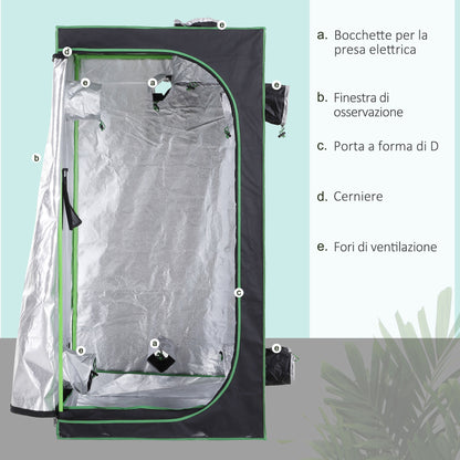 Hydroponic Tent in Oxford 600D with 5 Adjustable Air Outlets and Window, Hydroponic Greenhouse with Cable Hole Indoor, 80x80x160 cm, Black