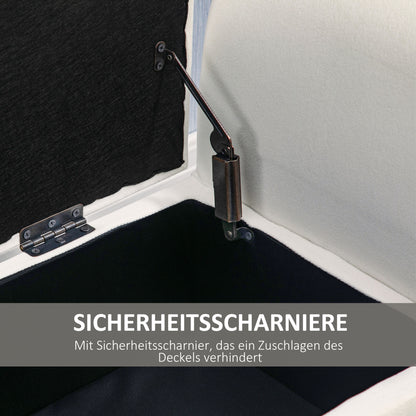 Upholstered Bench with Storage Ottoman Bench with Armrest for Entryway Bedroom Velvet Polyester 111.5 x 41 x 65 cm Cream White