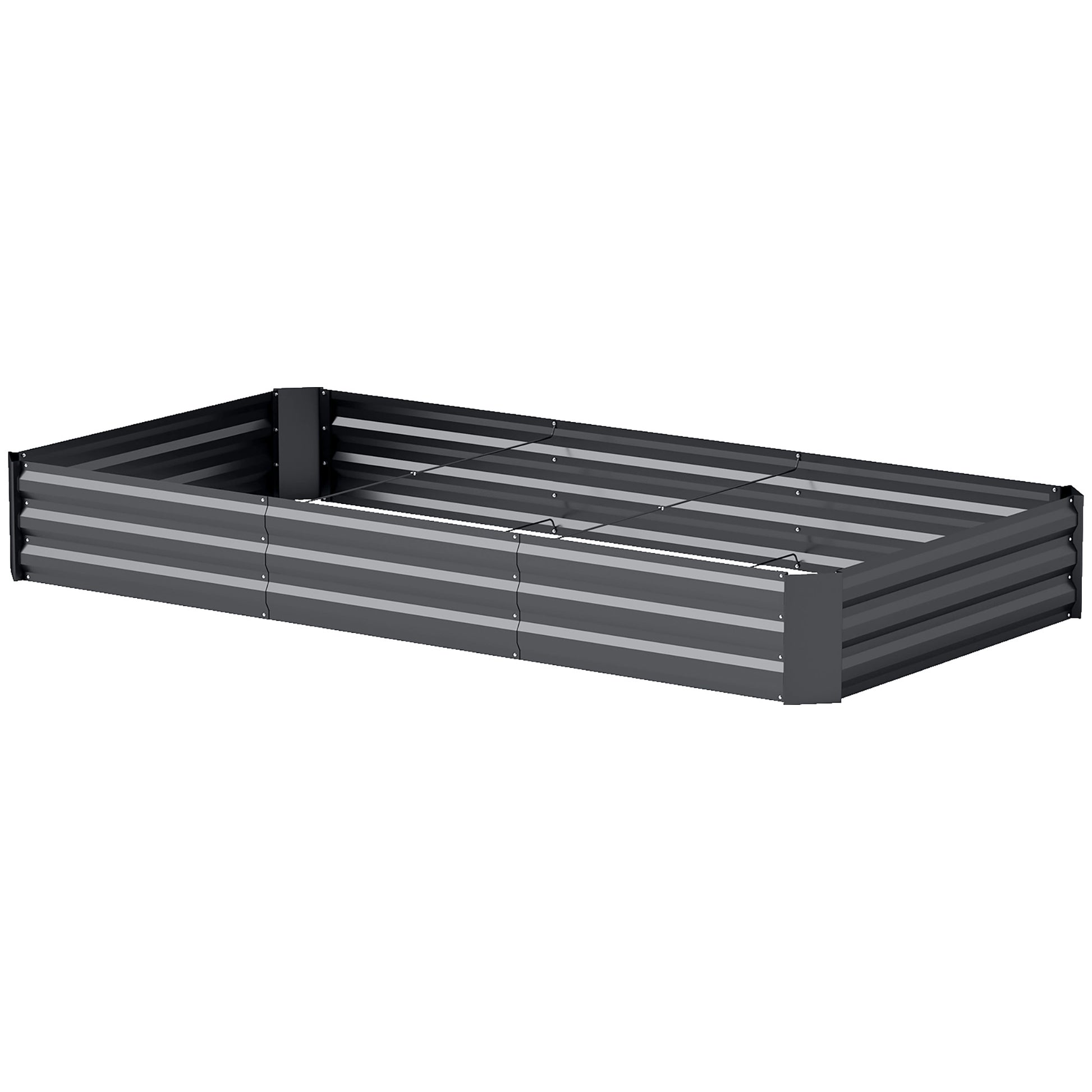 Outdoor Planter, Rectangular Garden Vegetable Raised Bed with Safety Edge and Open Bottom, for Flowers, Herbs, 240 x 120 x 30 cm, Dark Gray