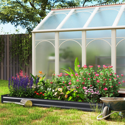 Outdoor Planter, Rectangular Garden Vegetable Raised Bed with Safety Edge and Open Bottom, for Flowers, Herbs, 240 x 120 x 30 cm, Dark Gray