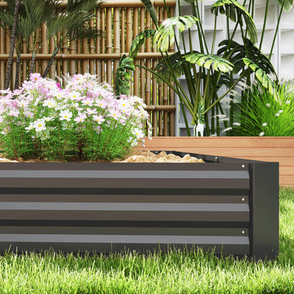 Outdoor Planter, Rectangular Garden Vegetable Raised Bed with Safety Edge and Open Bottom, for Flowers, Herbs, 240 x 120 x 30 cm, Dark Gray