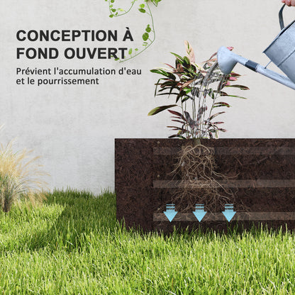 Outdoor Planter, Rectangular Garden Vegetable Raised Bed with Safety Edge and Open Bottom, for Flowers, Herbs, 240 x 120 x 30 cm, Dark Gray