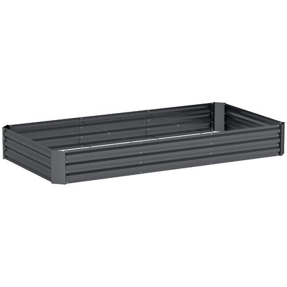Outdoor Planter, Rectangular Garden Vegetable Raised Bed with Safety Edge and Open Bottom, for Flowers, Herbs, 240 x 120 x 30 cm, Dark Gray