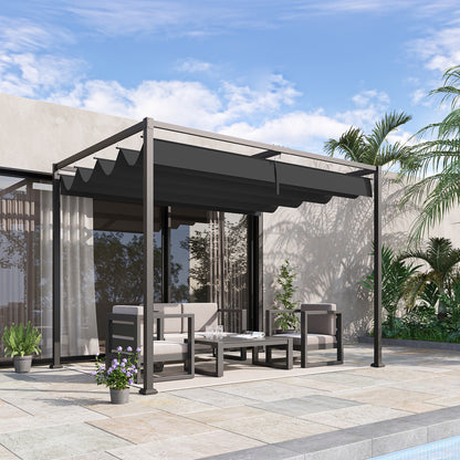 Pergola approx. 3x2m Garden Pavilion Terrace Roofing Metal Freestanding Garden Pavilion with Adjustable Roof, UV Protection, Sun Protection for Terrace and Garden, Black+Grey