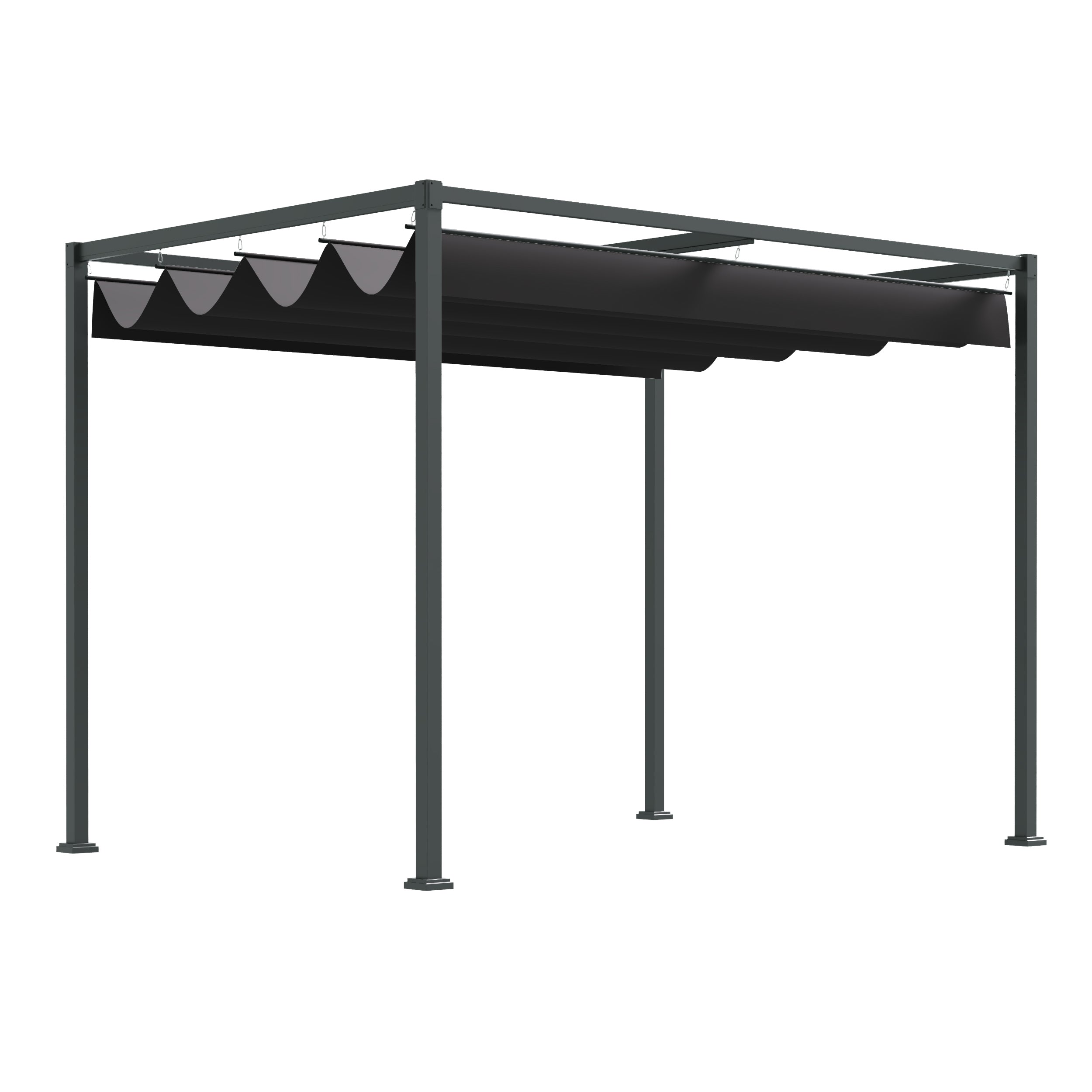 Pergola approx. 3x2m Garden Pavilion Terrace Roofing Metal Freestanding Garden Pavilion with Adjustable Roof, UV Protection, Sun Protection for Terrace and Garden, Black+Grey