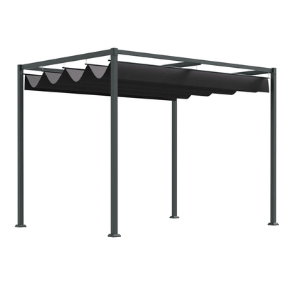 Pergola approx. 3x2m Garden Pavilion Terrace Roofing Metal Freestanding Garden Pavilion with Adjustable Roof, UV Protection, Sun Protection for Terrace and Garden, Black+Grey