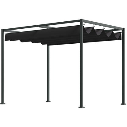 Pergola approx. 3x2m Garden Pavilion Terrace Roofing Metal Freestanding Garden Pavilion with Adjustable Roof, UV Protection, Sun Protection for Terrace and Garden, Black+Grey