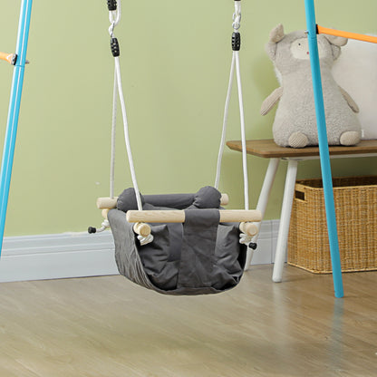 Baby Swing for 9-36 Months with Adjustable Ropes Padded Infant Swing Load 70 kg  for Indoors and Outdoors 40x40x110-180 cm Dark Gray