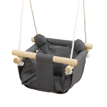 Baby Swing for 9-36 Months with Adjustable Ropes Padded Infant Swing Load 70 kg  for Indoors and Outdoors 40x40x110-180 cm Dark Gray