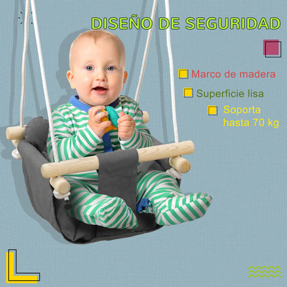 Baby Swing for 9-36 Months with Adjustable Ropes Padded Infant Swing Load 70 kg  for Indoors and Outdoors 40x40x110-180 cm Dark Gray