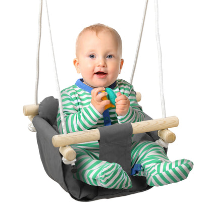 Baby Swing for 9-36 Months with Adjustable Ropes Padded Infant Swing Load 70 kg  for Indoors and Outdoors 40x40x110-180 cm Dark Gray