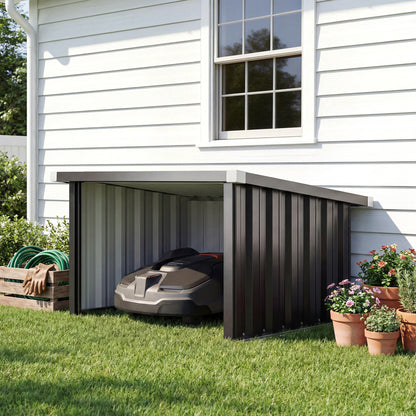 Galvanized Steel Robot Mower Garage with Sloped Roof — Easy Assembly, 108 × 86 × 62.5 cm (42.5 × 33.9 × 24.6 in), Dark Grey