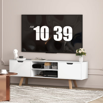 TV cabinet, TV stand for TVs up to 65 inches, lowboard with 2 cabinets and 2 shelves, TV cabinet for living room, 150 x 39 x 50 cm White