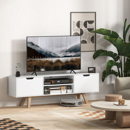 TV cabinet, TV stand for TVs up to 65 inches, lowboard with 2 cabinets and 2 shelves, TV cabinet for living room, 150 x 39 x 50 cm White