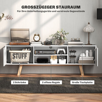 TV cabinet, TV stand for TVs up to 65 inches, lowboard with 2 cabinets and 2 shelves, TV cabinet for living room, 150 x 39 x 50 cm White