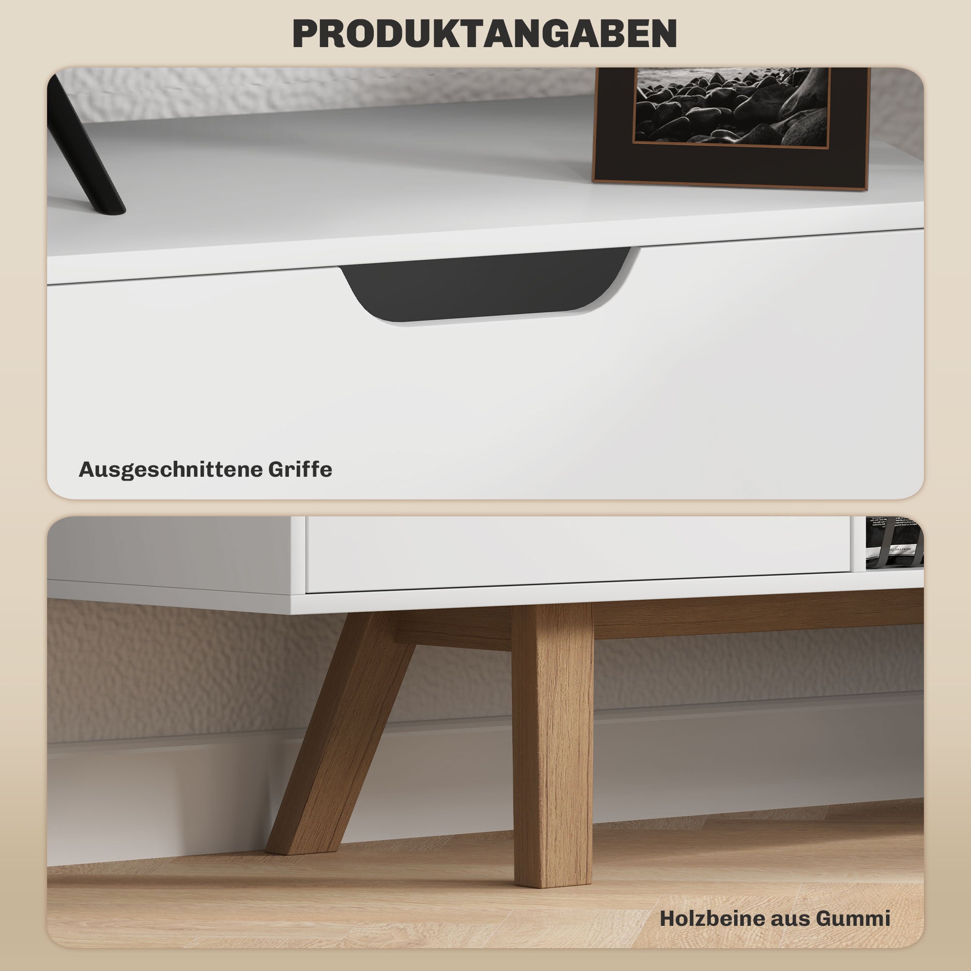 TV cabinet, TV stand for TVs up to 65 inches, lowboard with 2 cabinets and 2 shelves, TV cabinet for living room, 150 x 39 x 50 cm White