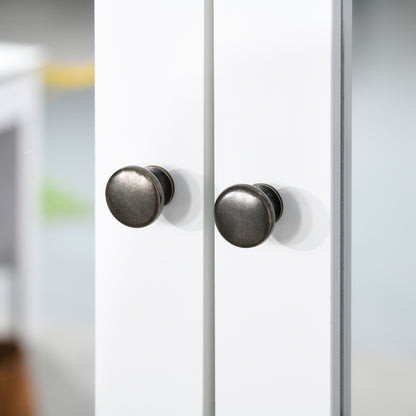 Wall Mounted Bathroom Cabinet with Mirror 2 Levels with 1 Adjustable Shelf and 2 Wooden Doors - dim. 56W x 14D x 46H cm