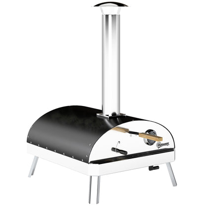 Mini Portable Outdoor Pizza Oven Wood-Fired Oven with Refractory Stone Ø33 cm Wooden Handles Thermometer and Rotating Tray for Garden Terrace Camping Patio