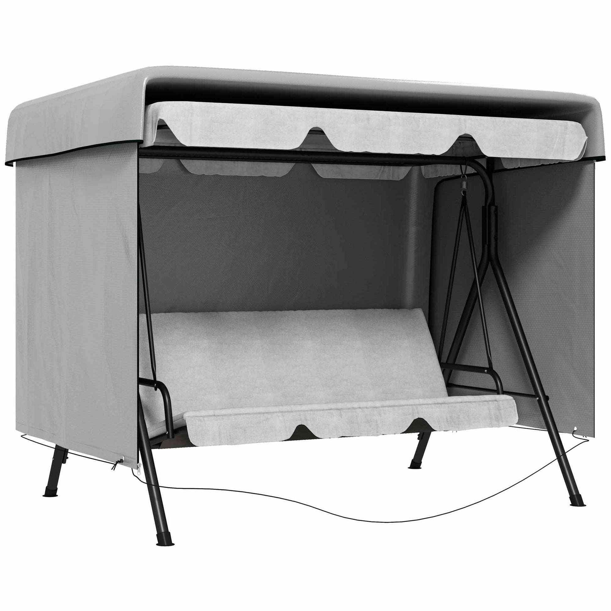 3-Seater Swing Cover, Waterproof Winterproof Protective Cover for Garden Swing, Windproof UV-Resistant Cover for Garden Furniture, Hanging Chair, 215 x 155 x 150 cm Grey